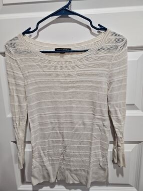Banana Republic Cream Open-Weave Lightweight Pullover